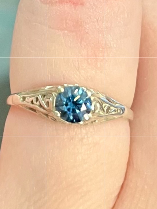 Jewelry - 5mm Filigree Blue Moissanite Ring 925 Silver size 7.5